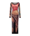 Marine Serre Multicolor Long Dress With All-over Graphic Print In Multicolor