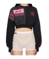 Marine Serre Black Regenerated Graphic Sweatshirts Cropped Sweatshirt In Black