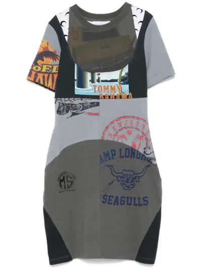 Marine Serre Graphic T-shirt Mini Dress In Grey