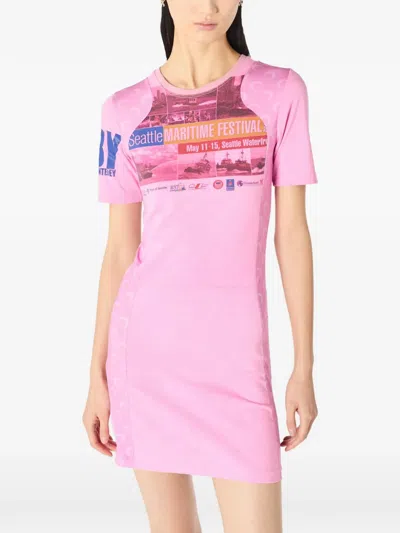 Marine Serre Graphic-print Mini Dress In Pink