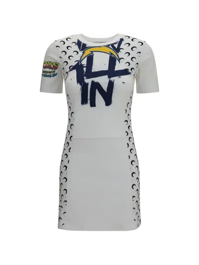 Marine Serre Graphic-print Moon-panelled Mini Dress In Gray