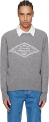 Marine Serre Gray Clean Wool Knit Crewneck Sweater In Gr90 Dark Grey