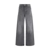 Marine Serre Moon Laser Grey Wash Denim High-waist Flare Jeans In Gray