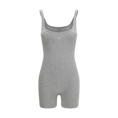 Marine Serre Moon-logo Playsuit In Gray