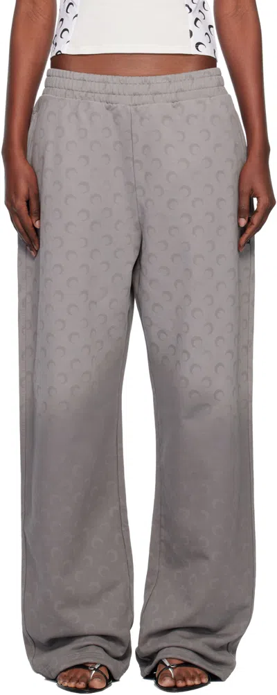 Marine Serre Faded Moon Fleece Track Pants In Gray