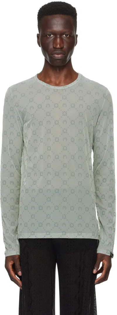 Marine Serre Gray Flocked Long Sleeve T-shirt In Gr50 Grey