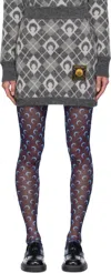 Marine Serre Gray Moon Argyle Knit Miniskirt In Gr00 Light Grey