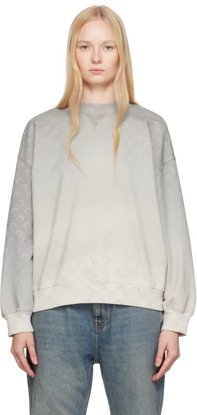 Marine Serre Gray Moon Faded Fleece Oversized Sweatshirt