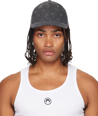 Marine Serre Structured Baseball Cap With Crescent Moon Pattern In Gray