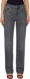 Marine Serre Moon Laser Grey Wash Denim Straight Jeans