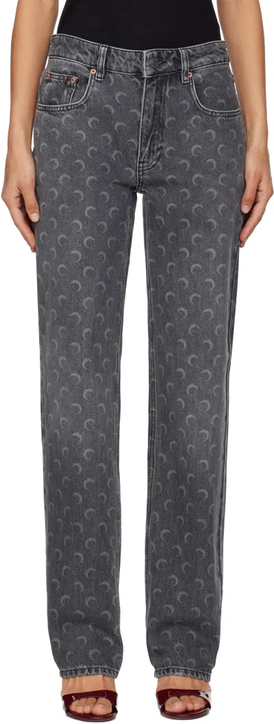 MARINE SERRE GRAY MOON LASER STRAIGHT JEANS