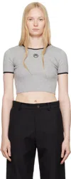 Marine Serre Gray Moon Logo Jersey Cropped T-shirt