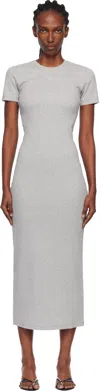Marine Serre Gray Moon Logo Ribbed Jersey Tube Maxi Dress In Gray