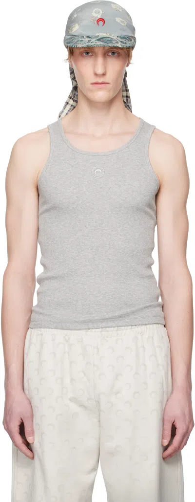 Marine Serre Gray Organic Cotton Rib Tank Top