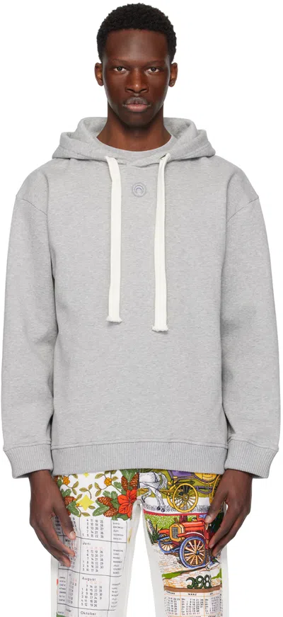 MARINE SERRE GRAY PRINTED HOODIE