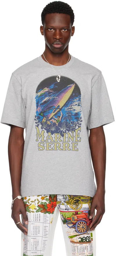 Marine Serre Gray Printed T-shirt In Gr50 Grey