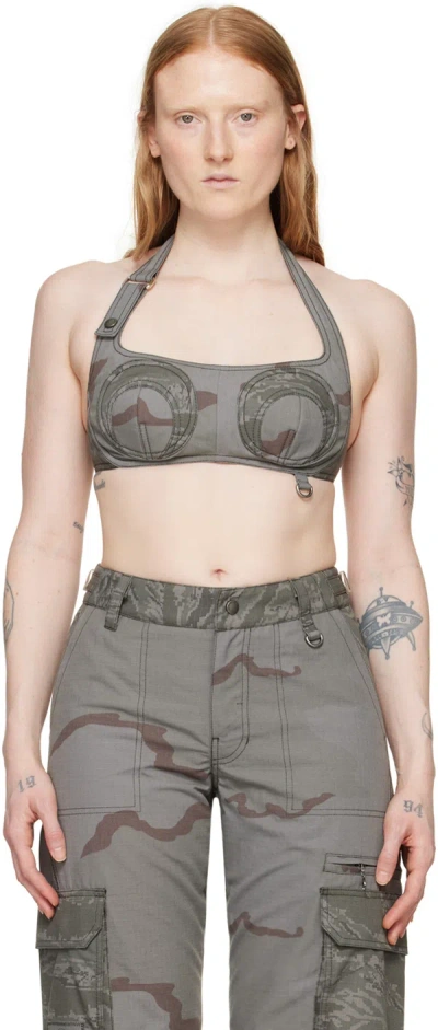 Marine Serre Gray Regenerated Camo Bra In Gr90 Dark Grey