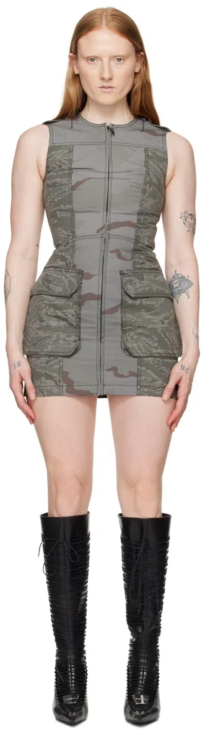 Marine Serre Regenerated Camouflage-pattern Minidress In Gr90 Dark Grey