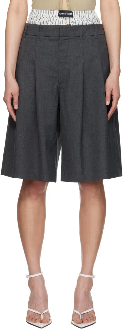 Marine Serre Gray Regenerated Tailoring Shorts In Gr50 Grey