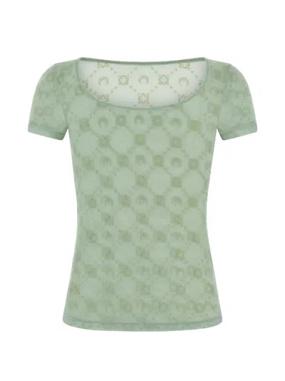 Marine Serre Moonogram Round-neck T-shirt In Green