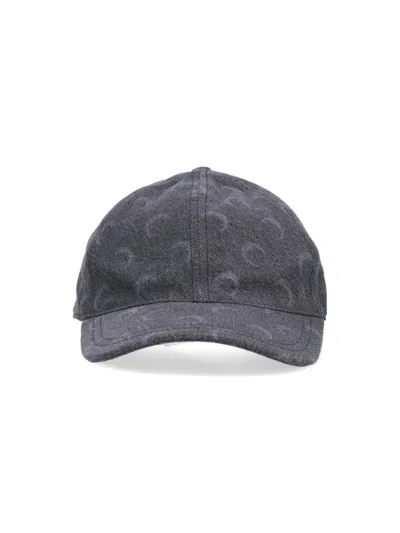 Marine Serre Grey Baseball Cap With Crescent Moon Pattern In Gray