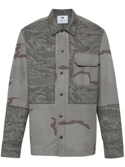 MARINE SERRE GREY CAMOUFLAGE PRINT OVERSHIRT