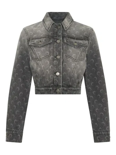 Marine Serre Grey Moon Denim Jacket In Gray