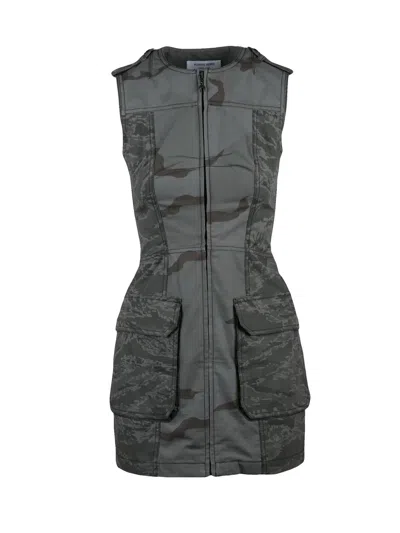 Marine Serre Grey Polyester Cotton Viscose Women's Sheath Dress In Gold