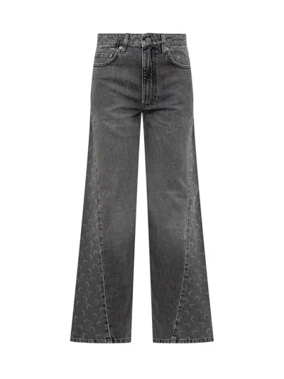 Marine Serre Grey Relaxed High Rise Jeans In Gray