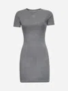 Marine Serre Women Grey Ribbed Jersey Moon Logo Mini Dress In Gray