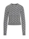 Marine Serre Grey Embroidered Wool And Viscose Sweater In Blue