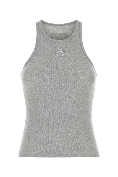 Marine Serre Grey Stretch Cotton Tank Top In Gray