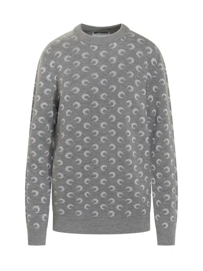 Marine Serre Grey Sweater With Moon Print By  In Gray