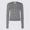 Marine Serre Crescent Moon Pattern Knit Cardigan In Gray