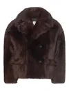 Marine Serre Hairy Shearling Leather Caban In Brown