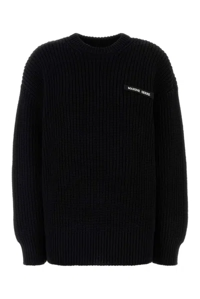 Marine Serre Knitwear Crew Neck Ribbed Texture In Black