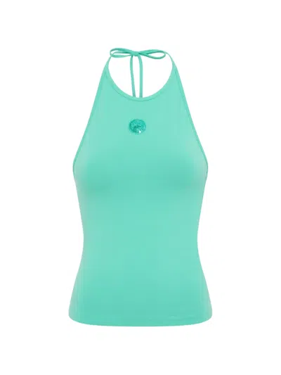 Marine Serre Halter-neck Top In Blue
