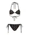 Marine Serre Halter Neck Triangle Bikini Set In Black