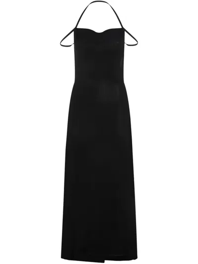 Marine Serre Draped Jersey Open Back Dress In Black