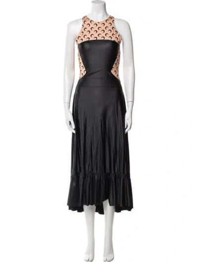 Pre-owned Marine Serre Halterneck Long Dress In Black