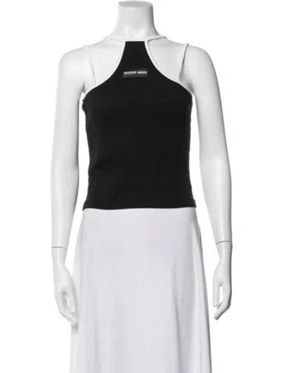 Pre-owned Marine Serre Halterneck Sleeveless Crop Top In Black