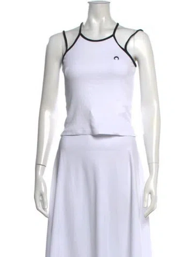 Pre-owned Marine Serre Halterneck Sleeveless Crop Top In White