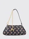 Marine Serre Crescent Moon Canvas Shoulder Bag In Black