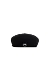 Marine Serre Wool Baker Boy Cap In Black