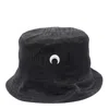 Marine Serre Logo-embroidered Cotton Bucket Hat In Black