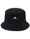 Marine Serre Logo-embroidered Cotton Bucket Hat In Black