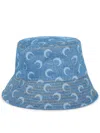 Marine Serre Moon Laser Print Denim Bucket Hat In Blue