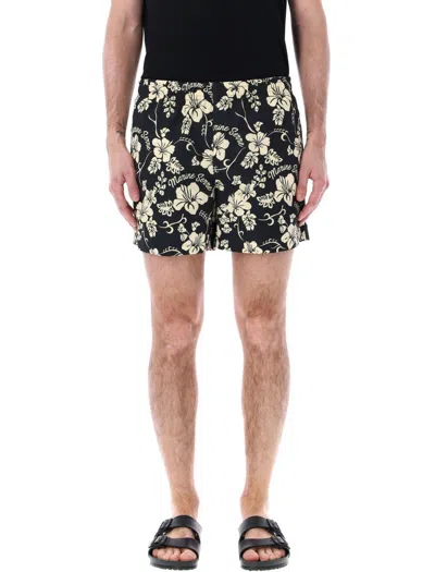 Marine Serre Hawaiian Beach Shorts In Black