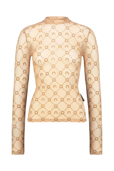 Marine Serre High-neck Mesh Flock Clothing In Neutral