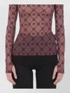 Marine Serre High-neck Mesh Top Moonogram Pattern In Neutral